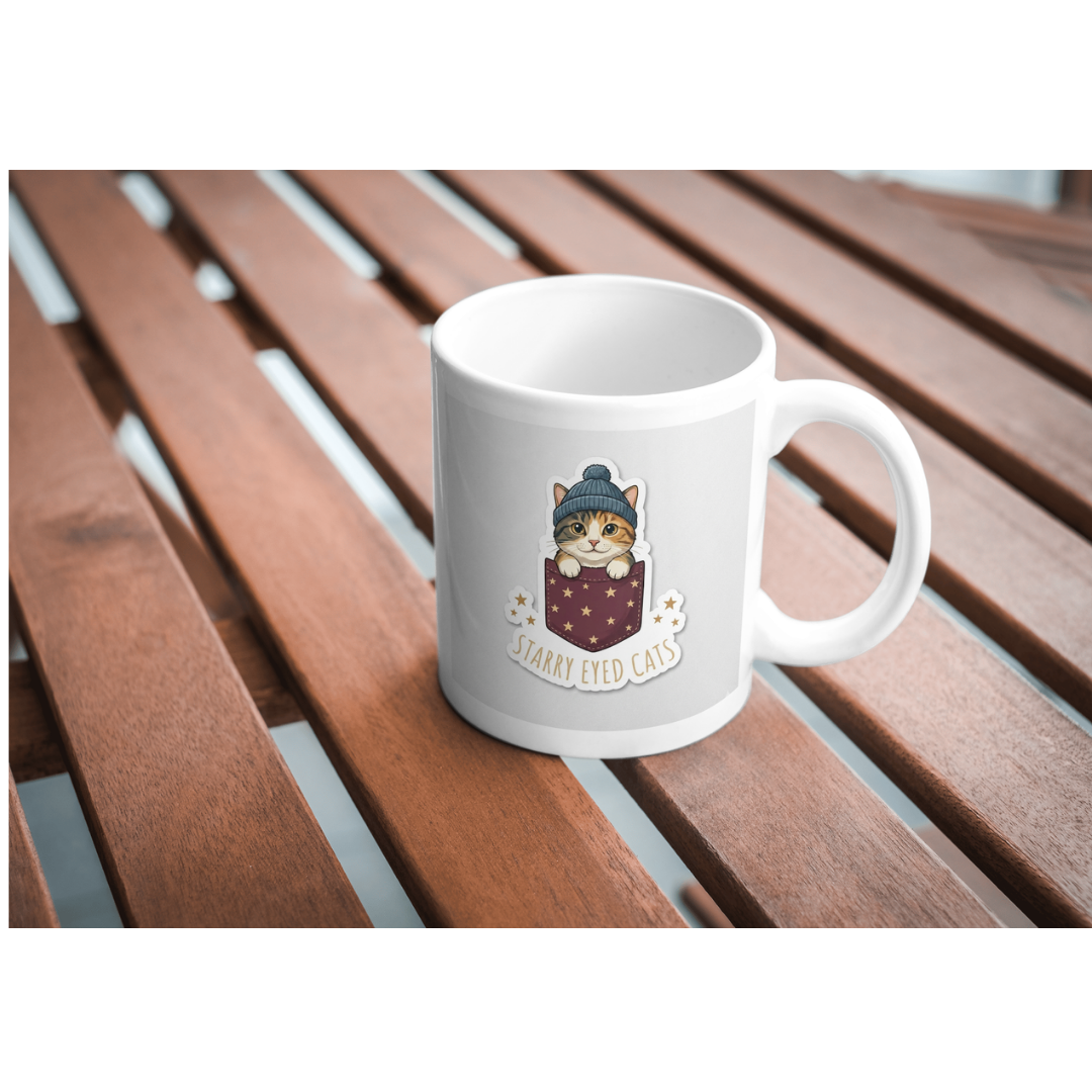 "Starry Eyed Cat" Pocket Pal Sticker